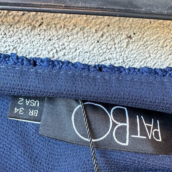 PatBO Velvet & Lace Fringed Mini Skirt in navy size 2 - Picture 11 of 11